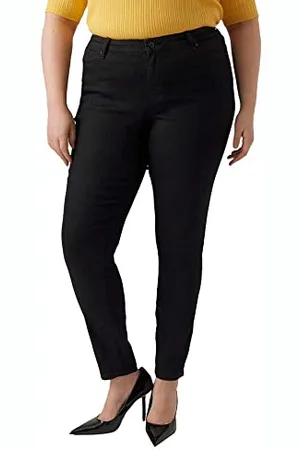 VERO MODA Damen Vmrudy Slim Blk Jegging Curve Noos Jeanshose, , 46W / 32L EU