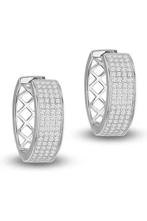 Amazon Creolen aus rhodiniertem Sterlingsilber mit Zirkonia, 4-reihig