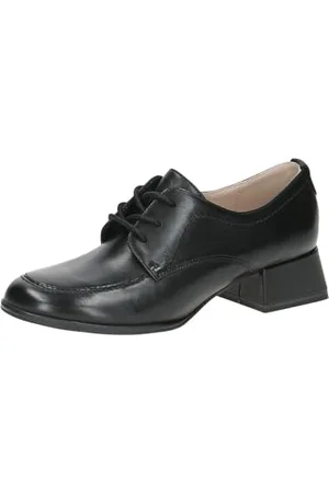 Caprice Damen Schnürschuhe aus Leder mit Blockabsatz, Schwarz , 38.5 EU