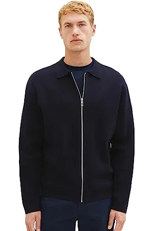 TOM TAILOR Herren 1038210 Strickjacke mit Reißverschluss, 10668-sky Captain Blue, XL