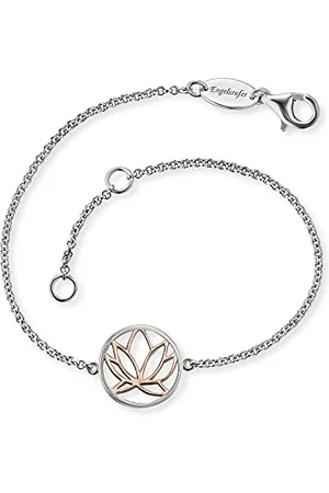 Engelsrufer Damen-Armband mit Lotus Blumen Motiv Anhänger, verziert mit plattiertem Roségold, aus 925er Sterling , Karabinerverschluss, Länge: 19cm, ERB-LILLOTUS-BICOR