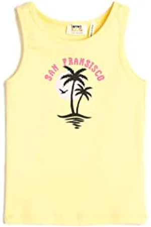 Koton Girls Tank Top Sleeveless Printed Ribbed Cotton
