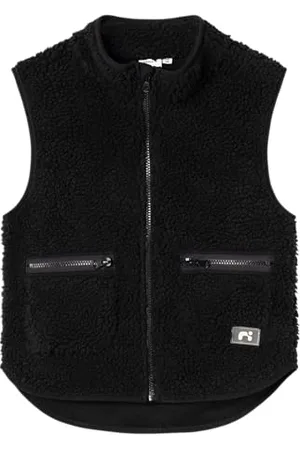 NAME IT Jungen Nkmnoderne Teddy Waistcoat Weste, Black, 122/128