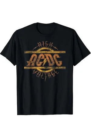 AC/DC ACDC High Voltage Logo Distressed Rock Music Band T-Shirt für Herren, Damen, Kinder - , Kurzarm, Unisex, Small, Klassisch, Rock, Musik, Fan Geschenk