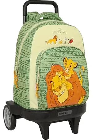 Safta Mufasa Großer Rucksack mit Rädern, kompakt, abnehmbar, ideal für Kinder verschiedener Altersgruppen, bequem und vielseitig, Qualität und Widerstandsfähigkeit, 33 x 22 x 45 cm,