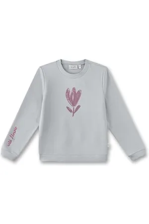 Sanetta Mädchen 11591 Mädchen-Sweatshirt | Hochwertiges Und Gemütliches Sweatshirt Aus Bio-Baumwolle Mit Tulpen-Motiv Kinder Bekleidung, , 98 EU