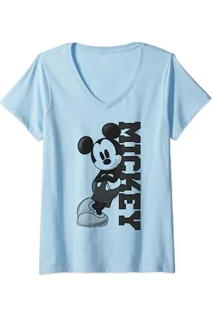 Disney Mickey Mouse Leaning on Name T-Shirt mit V-Ausschnitt