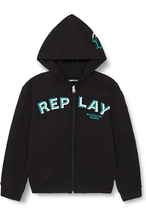 Replay Jungen Hoodie mit Reißverschluss, (Schwarz), 10 Jahre