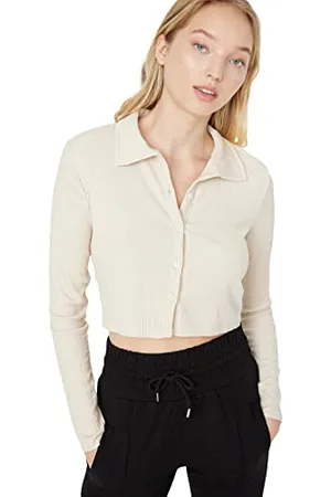 Trendyol Damen -Fliesenknopf Polo-Kragen Blouse, Stone, L