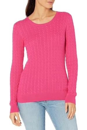 Amazon Damen Leichter Langarm-Pullover Mit Rundhalsausschnitt Mit Zopfmuster (Erhältlich In Übergröße), , L