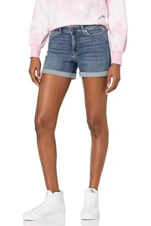 Amazon Damen Jeansshorts In Schmaler Passform Mit Mittelhohem Bund, 10 cm, , 40