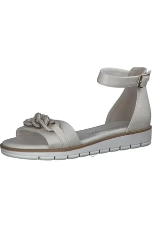 Marco Tozzi Damen Sandalen mit Keilabsatz Hinten geschlossen Vegan, Beige , 37 EU