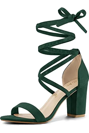 Allegra K Damen Sandalen mit offener Spitze und klobigen High Heels 39