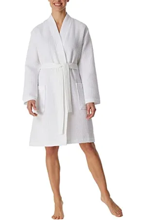 Schiesser Damen badjas wafelpique Bademantel, Weiß, L EU