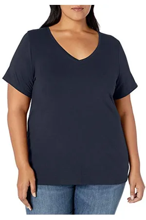 Amazon Damen T-Shirt mit V-Ausschnitt und kurzen Ärmeln in Übergröße, , 5XL Große Größen