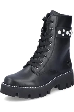 Rieker Damen Combat Boots Y3354, Frauen Stiefeletten,uebergangsschuhe,uebergangsstiefel,schnürstiefel,Stiefel,Bootee,schwarz (00),37 EU / 4 UK