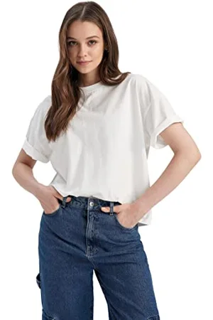 DeFacto Damen Z9455az T-Shirt, Weiß, L EU