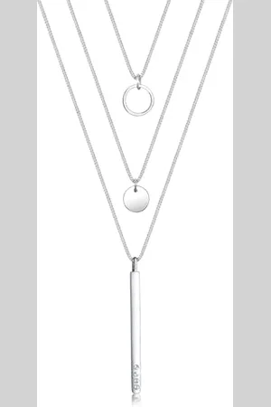 Elli Halskette Damen Geo Kreis Stab Layer mit Kristallen in 925 Sterling