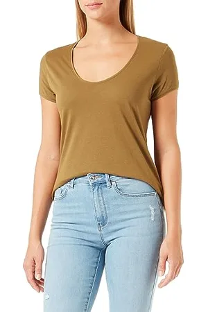 Replay Damen T-Shirt Kurzarm aus Baumwolle Basic, (Grün), XL