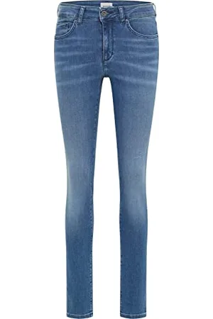 Mustang Damen Jeans Shelby Skinny Fit - Blau - Medium Blue Denim W24-W34 Stretch, Größe:28W / 32L, Farbvariante:Medium Blue Denim 5000-502