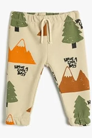 Koton Babyboy Jogger Sweatpants Nature Printed Drawstring Brushed Interior