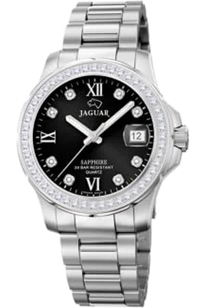 Jaguar J892/4 Damenuhr aus der Woman-Kollektion, Gehäuse 34,5 mm, schwarz mit Stahlband