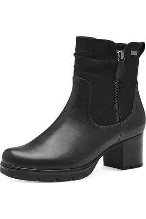Jana Damen Stiefeletten mit Absatz mit Reißverschluss Vegan, Schwarz , 38 EU