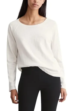 Marc O’ Polo Marc OߴPolo Denim Damen Langarmshirt aus Bio-Baumwolle Regular Fit, Weiß , XS