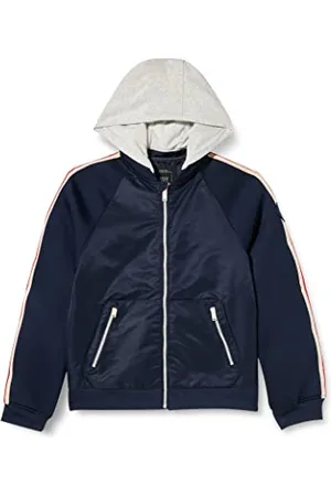 IKKS JUNIOR Jungen Veste Bleue à Capuche Grise amovible XU41006.48 Kapuzen-Teddy, Navy, 16 ans
