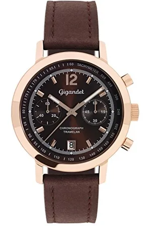 Gigandet Herren-Armbanduhr Chronograph Quarz Analog Leder Dunkelbraun Tramelan G10-008