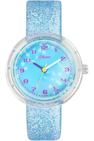 QS by s.Oliver Armbanduhr Mädchen Kinder Quarzuhr Analog, mit Kunstleder Armband, Blau, wasserfest Wasserdicht, Kommt in Uhren Geschenk Box, 2037720