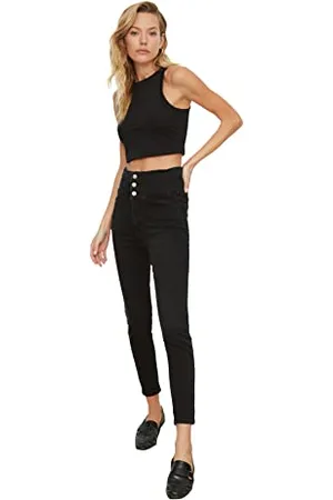 Trendyol Damen Waist Detailed High Waist Skinny Jeans, , 36 EU