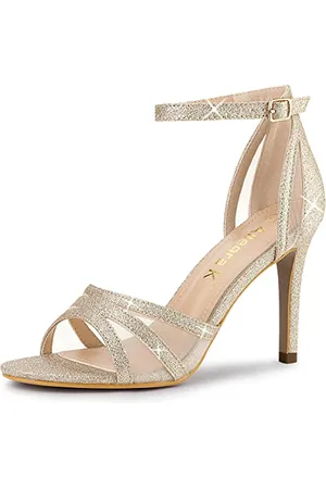 Allegra K Damen Glitzer Knöchelriemen Stiletto Heels Sandalen, , 39 EU