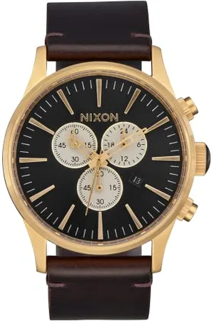 Nixon Unisex Analog Japanisches Quarzwerk Uhr mit Leder Armband A405-5033-00