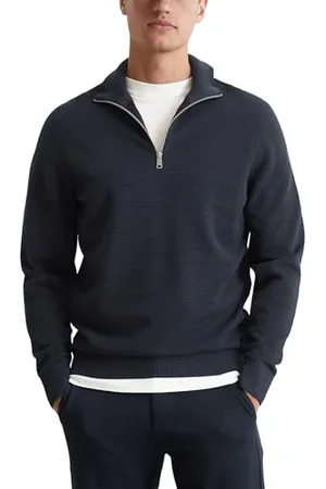Marc O’ Polo Marc OߴPolo Herren Strickpullover aus Bio-Baumwolle mit Reißverschluss, Blau (Dark Navy), S