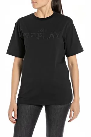 Replay Damen T-Shirt Kurzarm aus Baumwolle, (Schwarz), XS