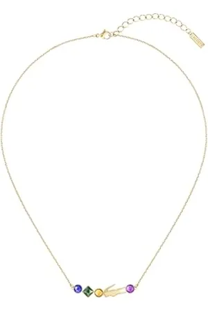 Lacoste Ohrstecker, Gliederarmband oder Gliederhalskette für Damen Kollektion DEVA aus Geldgoldfarb, Necklace