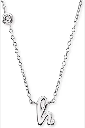 Engelsrufer Halskette aus Sterling mit Anhänger Buchstabe H - besetzt mit einem Zirkonia Stein - in zwei Längen verstellbar - Länge: 44cm