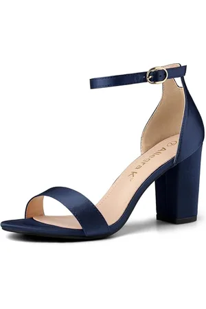 Allegra K Damen Peep Toe Blockasbtz Satin High Heels Sandalen 38