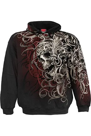 Spiral Skull Shoulder WRAP - Hoodie mit Allover-Motiv - - S