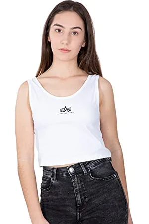 Alpha Industries Damen Basic Crop SL Wmn Tank Top T-Shirt, White, M