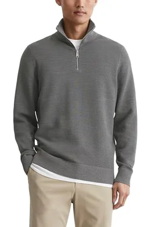 Marc O’ Polo Marc OߴPolo Herren Strickpullover aus Bio-Baumwolle mit Reißverschluss, Grau (Gray Pin), L