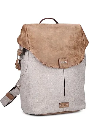 Zwei Damen City-Rucksack Olli O12 Rucksack (7 L) im Retro-Look mit Blumenanhänger im Canvas-Style mit Lederoptik, Hauptfach mit Reißverschluss, gepolstertes Laptopfach, wasserabweisend
