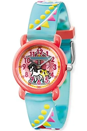 HERZENGEL Mädchen Analog Quarz Uhr mit Kunststoff Armband HEWA-Carousel