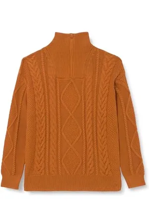 Amazon Jungen Zopfstrickpullover mit Viertel-Reißverschluss und lockerer Passform, , 5 Jahre