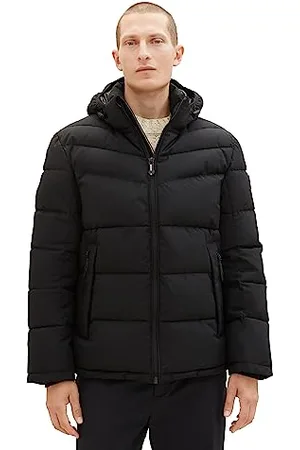 TOM TAILOR Herren 1037339 Puffer-Jacke mit Kapuze, 29999-Black, XXL