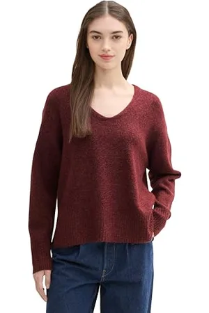 TOM TAILOR Damen Cosy Strickpullover mit V-Ausschnitt, , L
