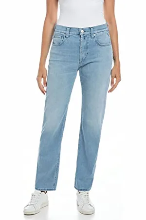 Replay Damen Jeans Maijke Straight-Fit mit Stretch, Blau (Light Blue 010), W24 x L28