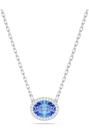 Swarovski Una Halskette, Blaue und Rhodinierte Damenhalskette mit Strahlenden Kristallen