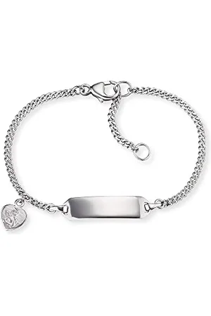 HERZENGEL Mädchen Kinder Armband aus Sterling und einem Herz-Schutzengel Anhänger - mit Gravurplatte - Karabinerverschluss - längenverstellbar - nickelfrei